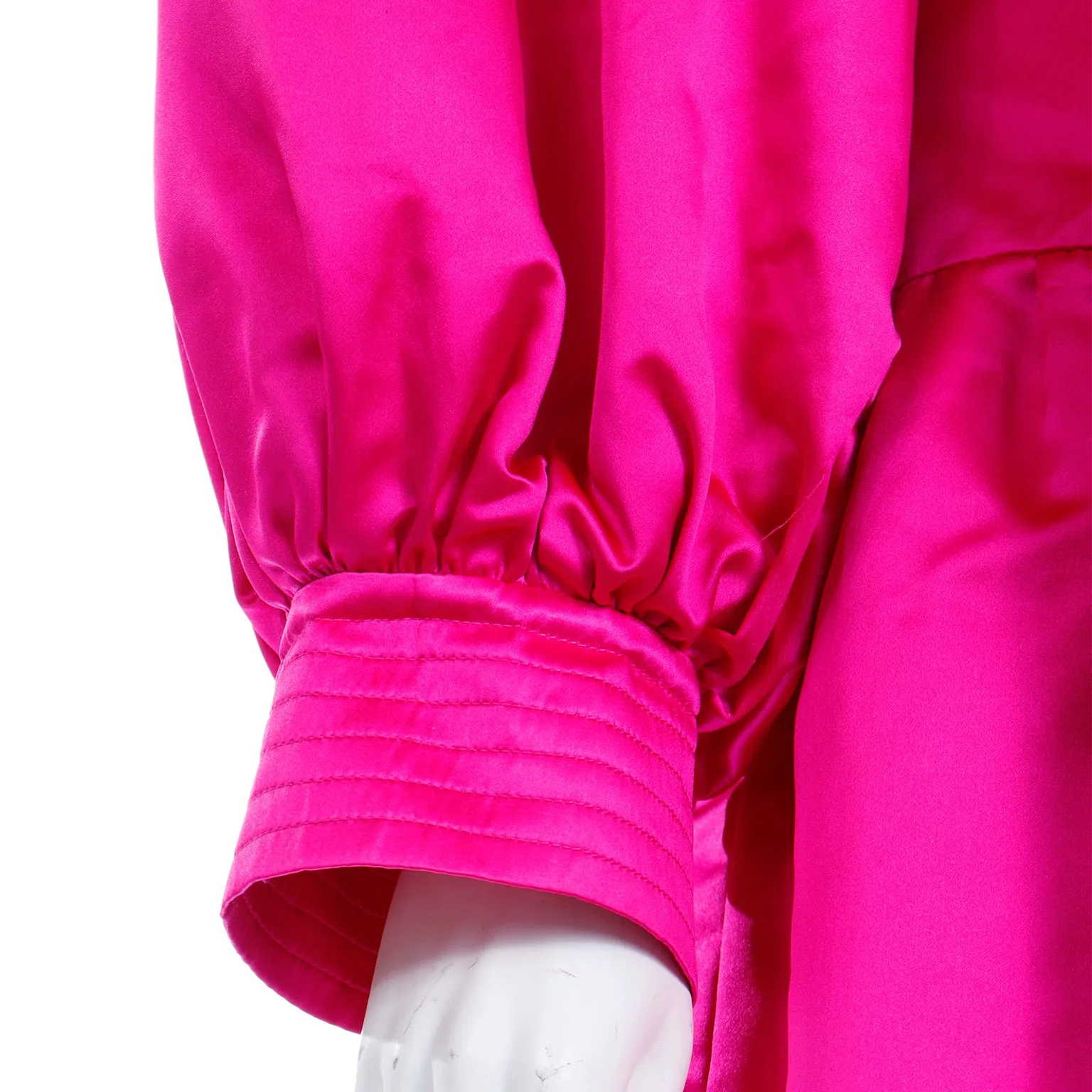 1980s Nina Ricci Paris Hot Pink Satin Oversized Jacket or Evening Dress