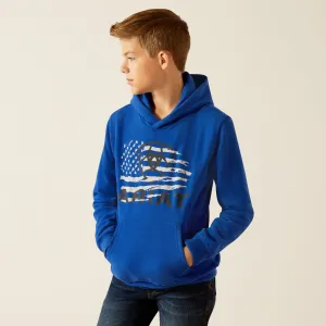 Ariat Kid's Royal Blue Flag Logo Breakthru Hoodie