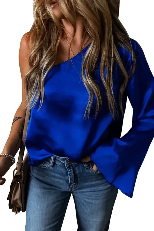 Asymmetric Satin Blouse