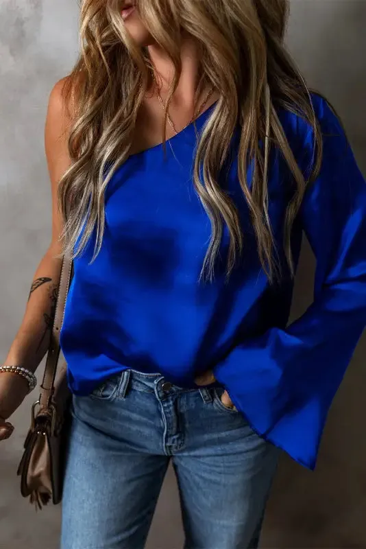 Asymmetric Satin Blouse