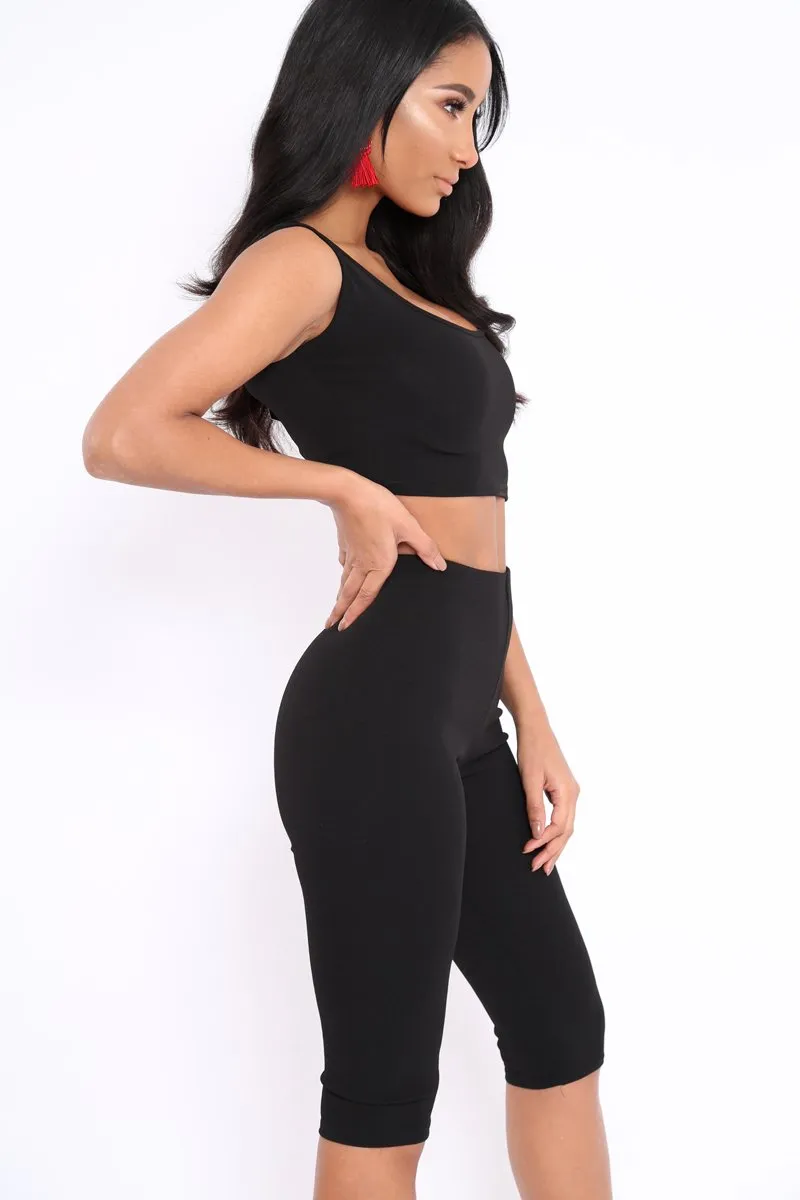 Black Cropped Top and Leggings Co-Ords - Remini