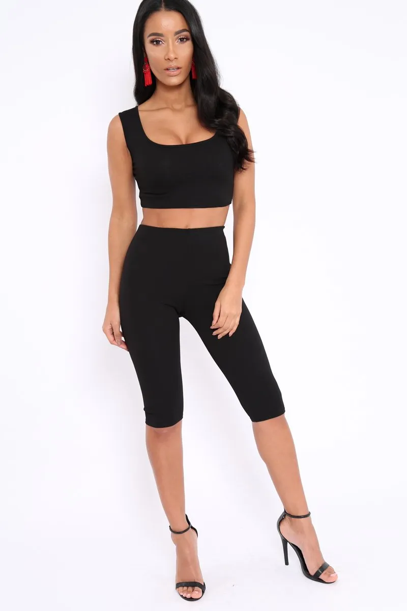 Black Cropped Top and Leggings Co-Ords - Remini