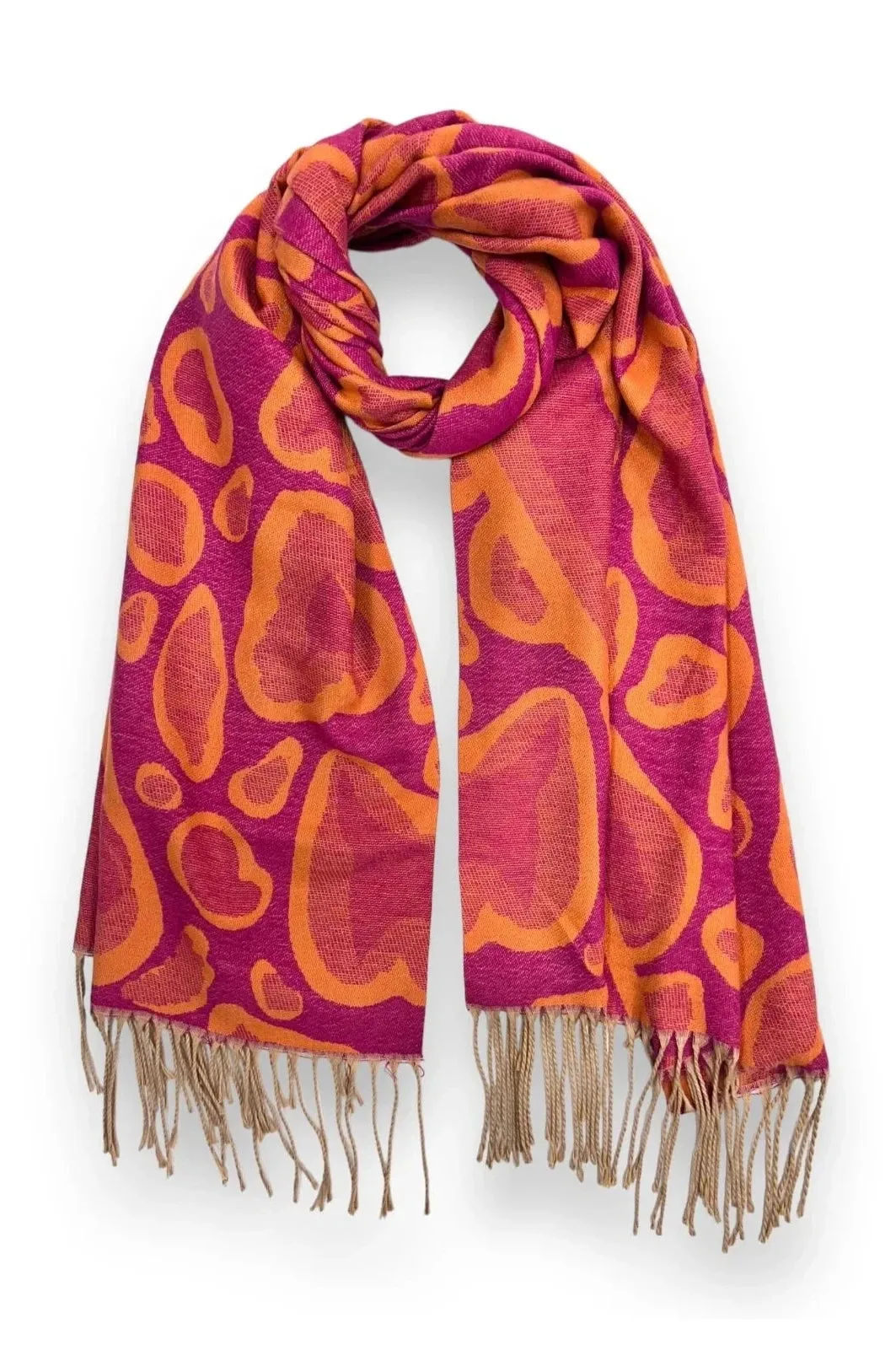 Bold Leopard Print Scarf with Tassels