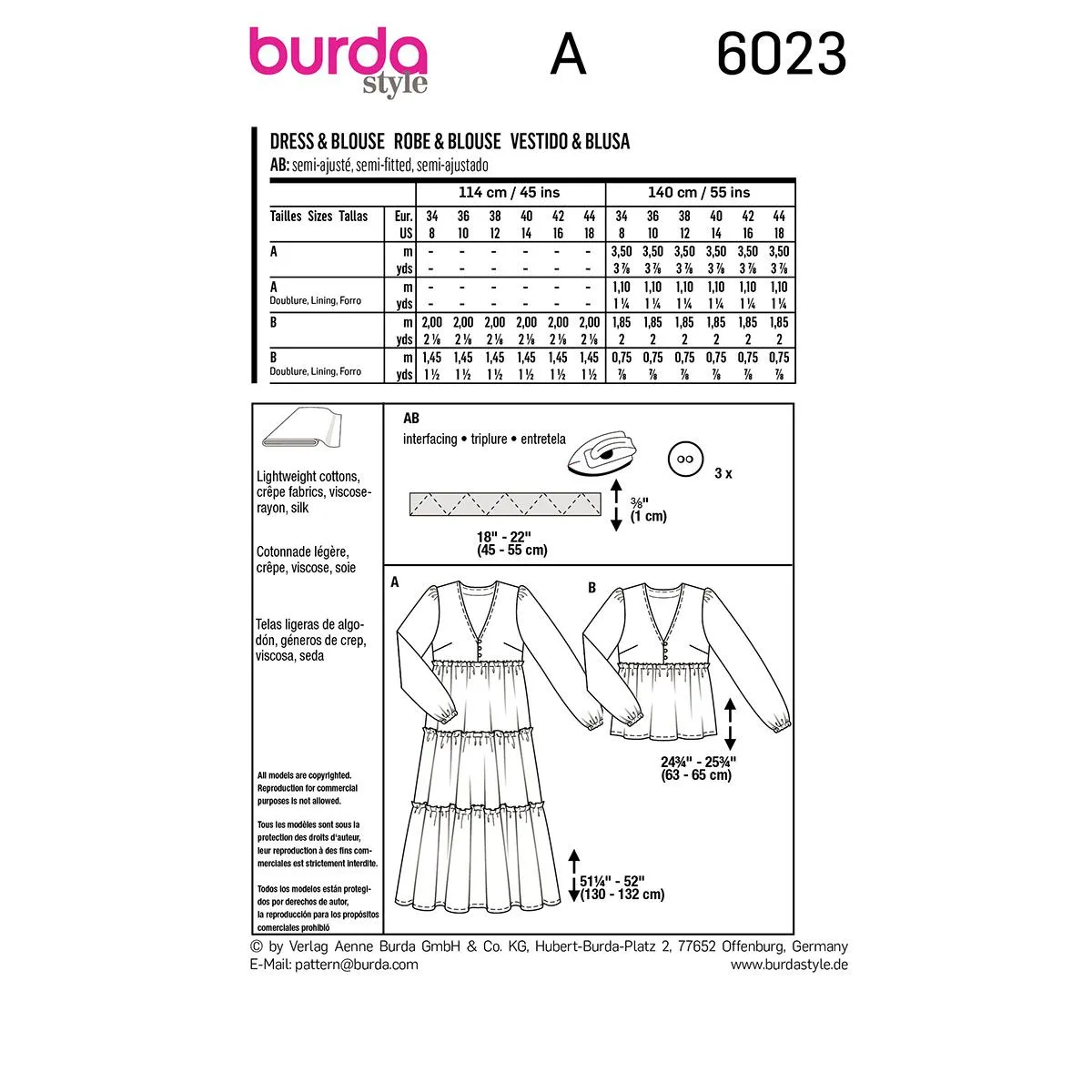 Burda Dress and Blouse 6023