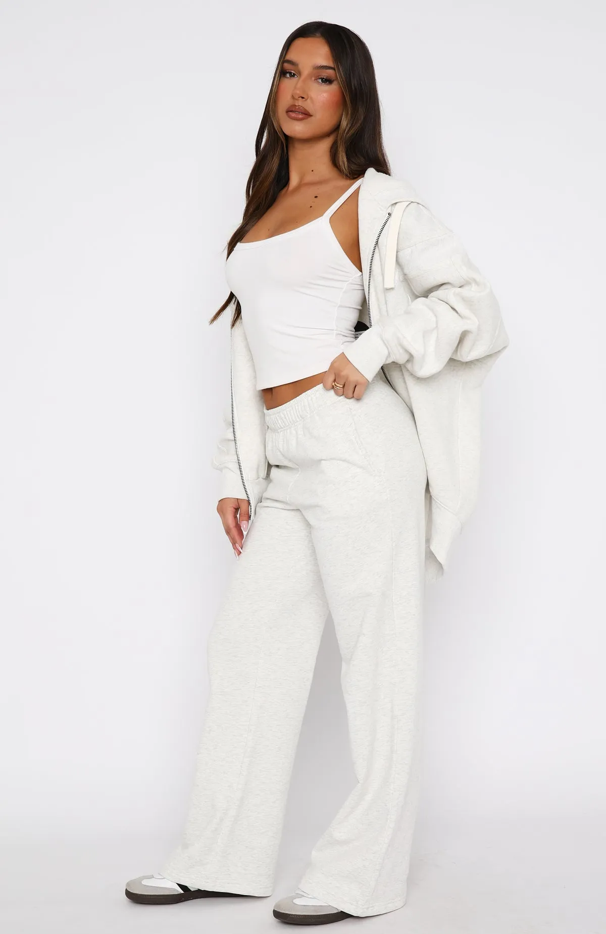 Can't Sleep Wide Leg Sweatpants Grey Marle