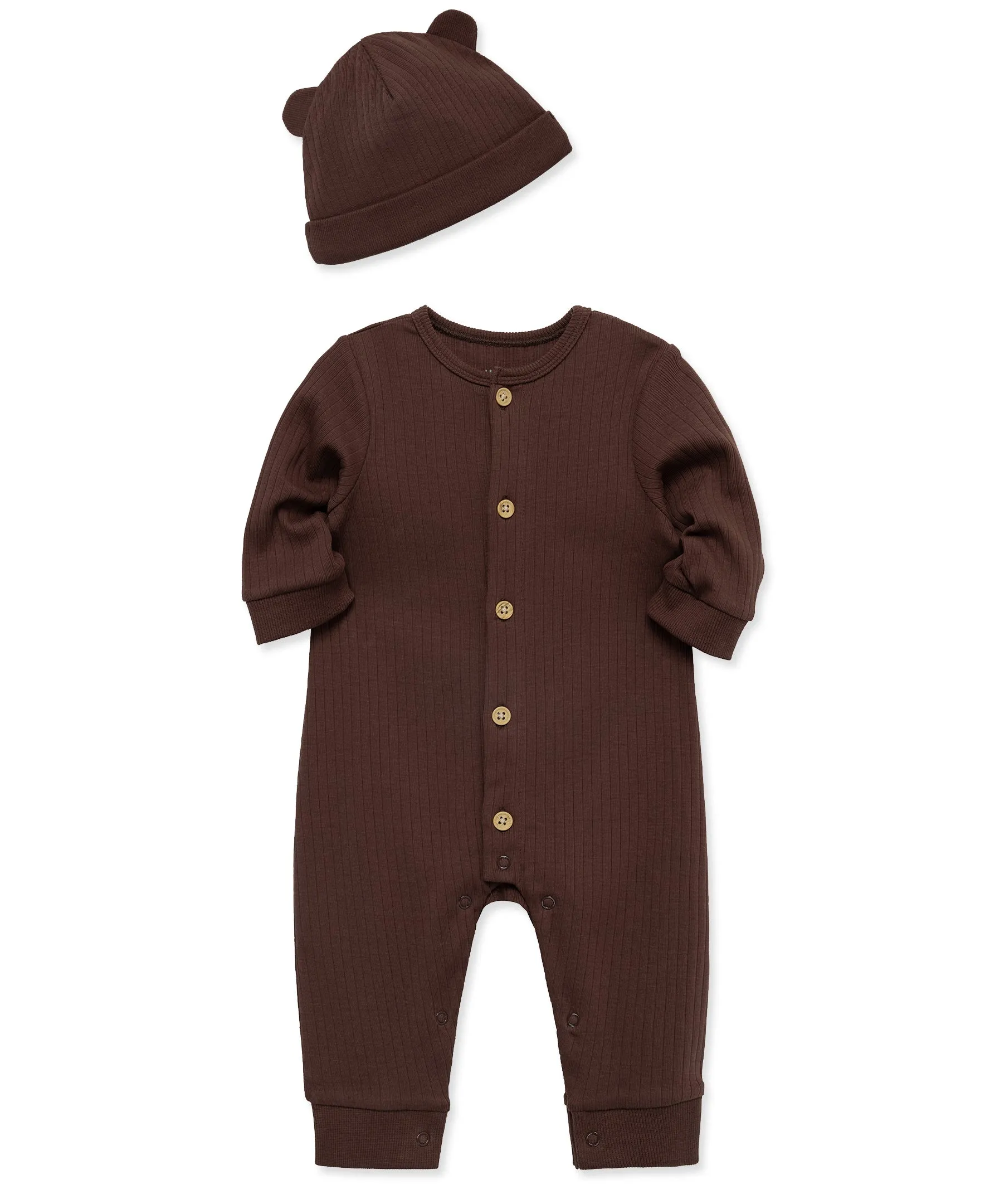 Chestnut Ribbed Coverall Set