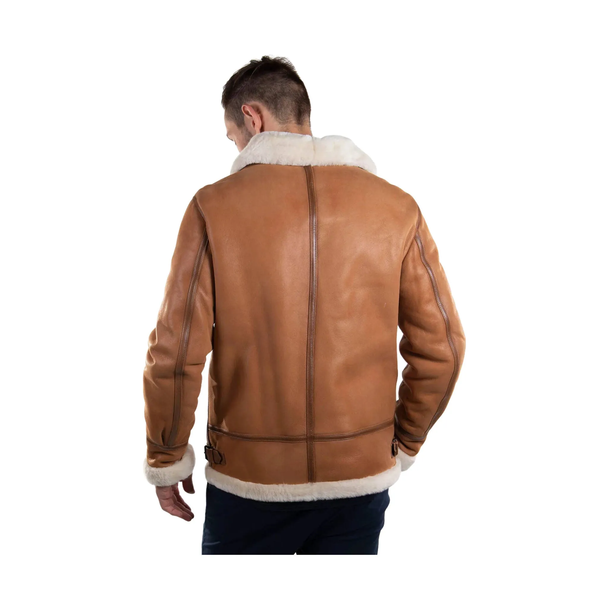 Cloud Nine Men's Sheepskin Western Bomber Coat - Chestnut