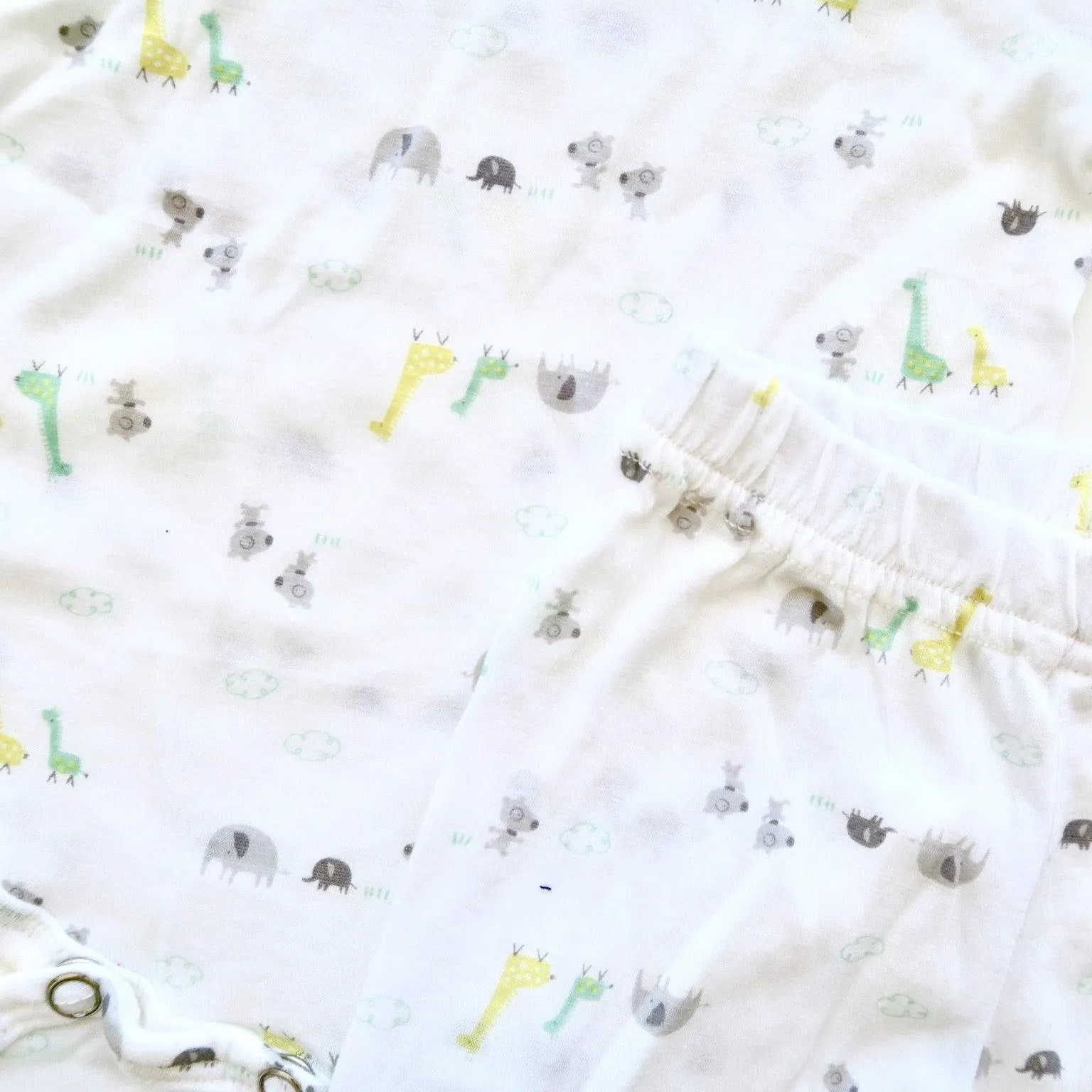 Cotton Stretch Onesie & Leggings Set - Baby Animals Print