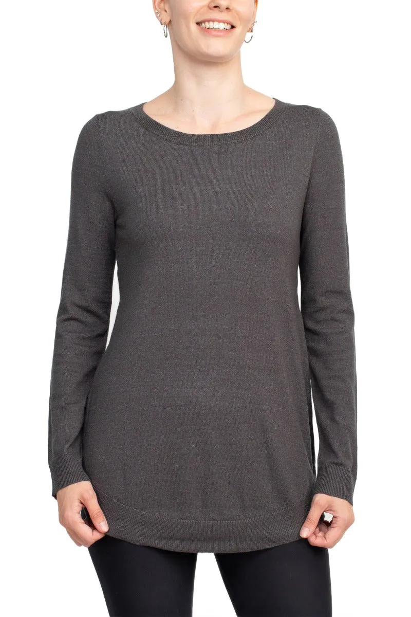 Cupio Scoop Neck Long Sleeve Solid Knit Top