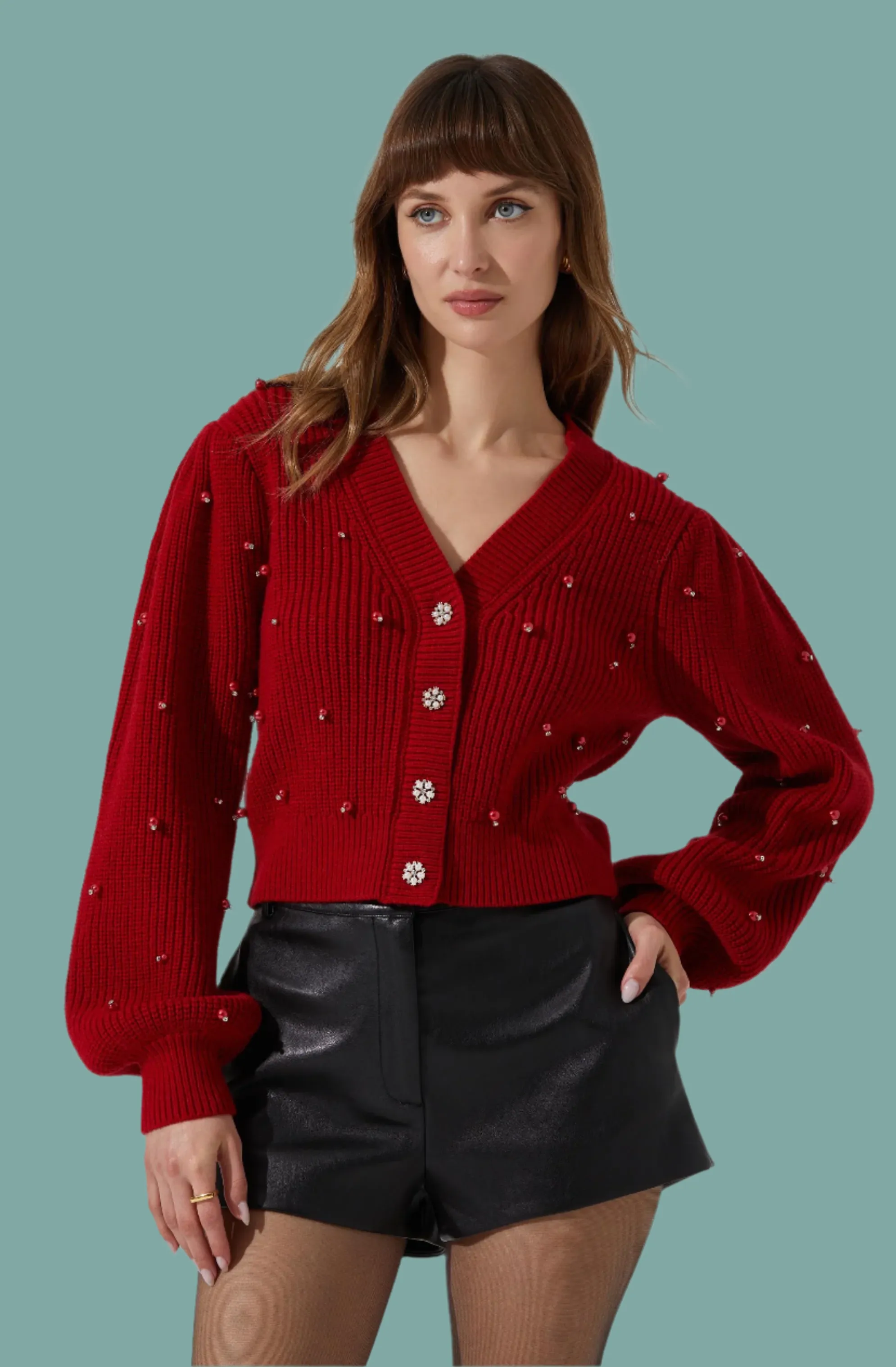 Delsie Pearl Embellished Cardigan