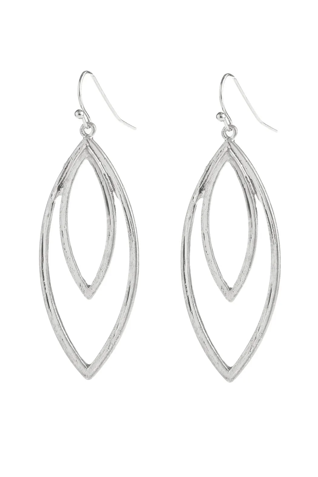 Double Open Marquise Dangle Hook Earrings