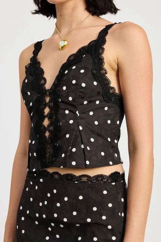 Emory Park Button Up Cami Top With Lace Detail