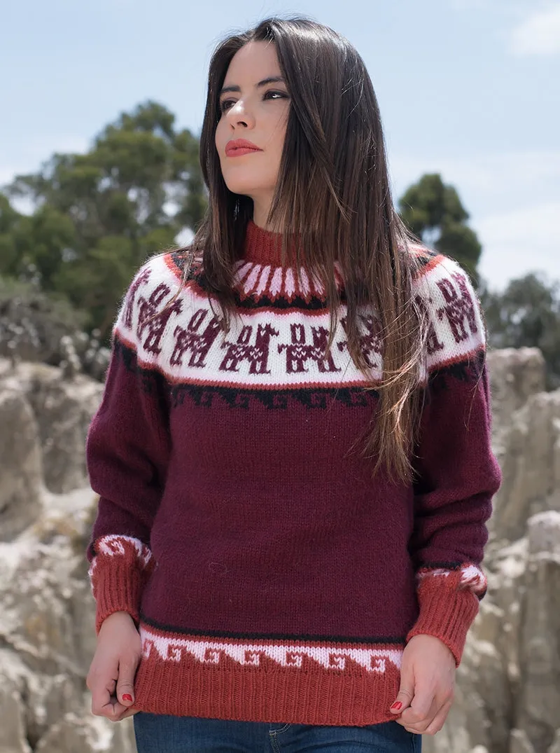 Fair Isle Sweater for Women | Andean Round Neck Alpaca Sweater