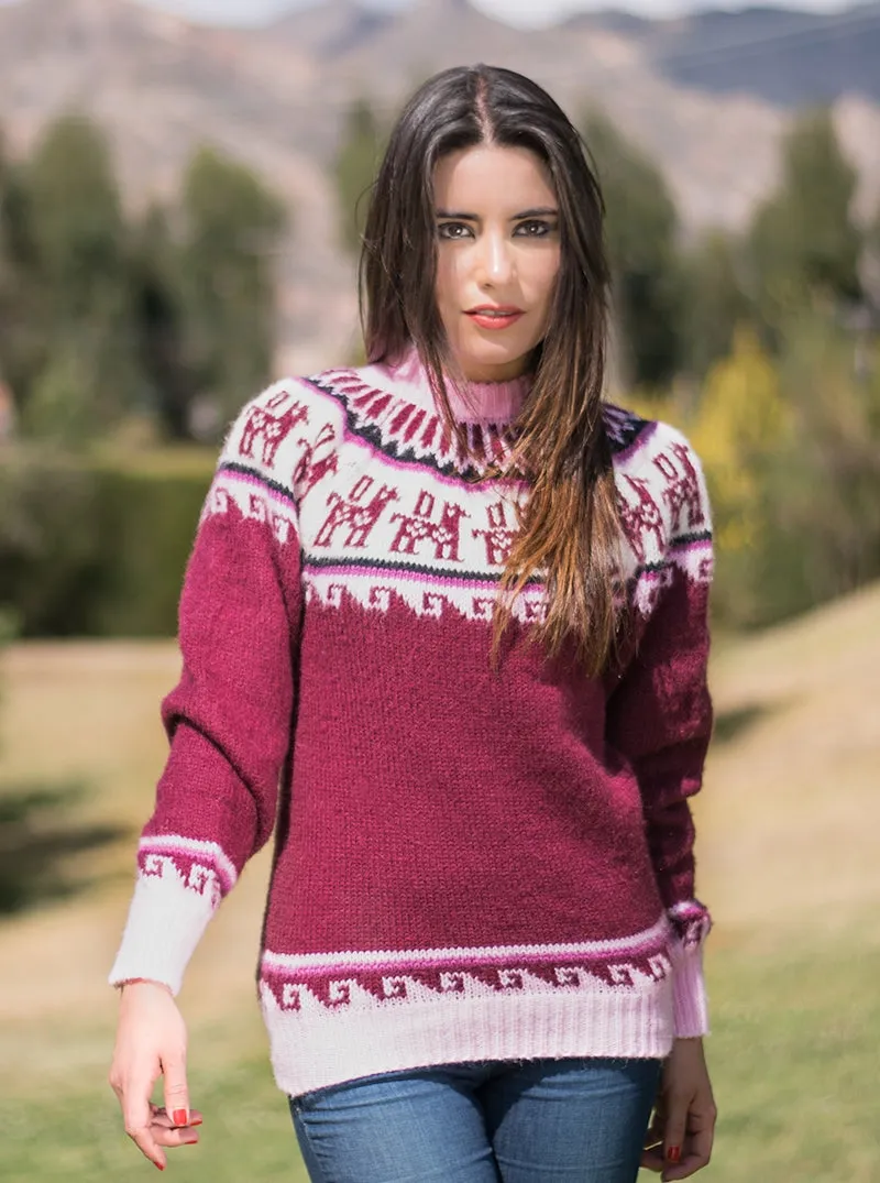 Fair Isle Sweater for Women | Andean Round Neck Alpaca Sweater