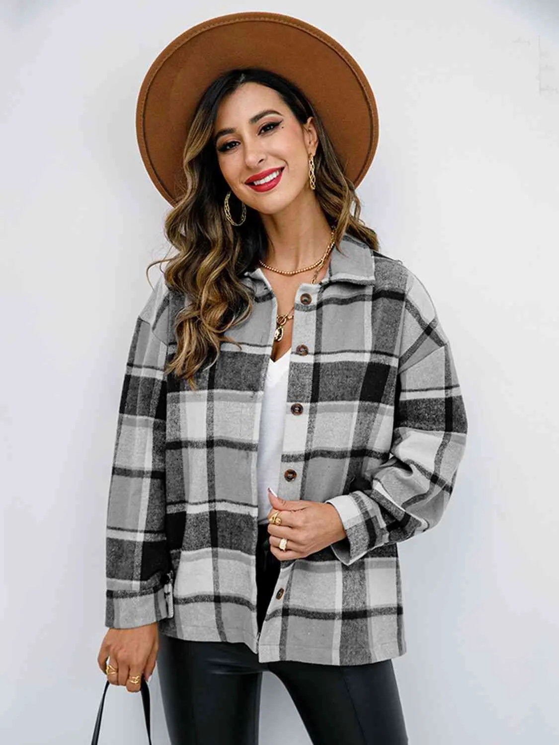 Fall Plaid Button Down Jacket