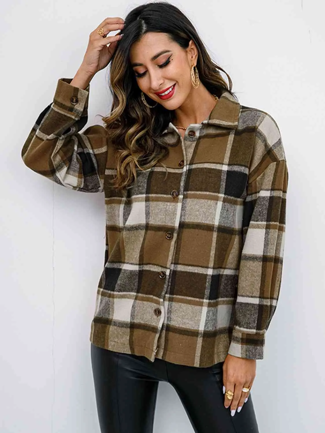 Fall Plaid Button Down Jacket