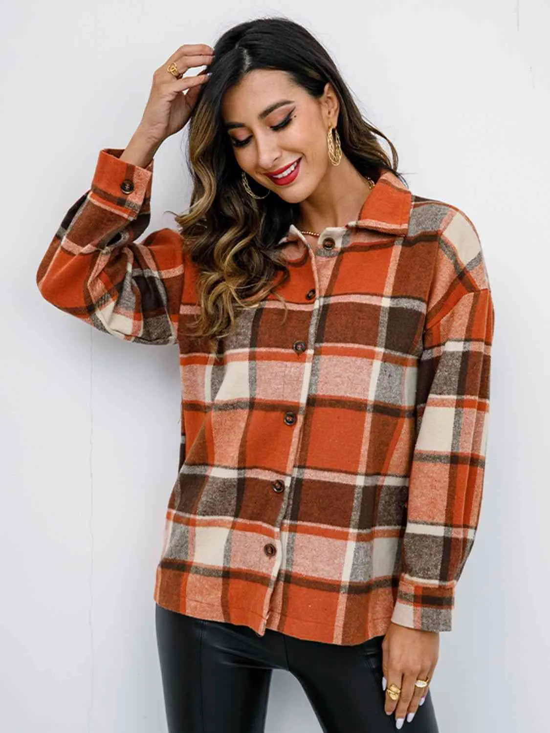 Fall Plaid Button Down Jacket