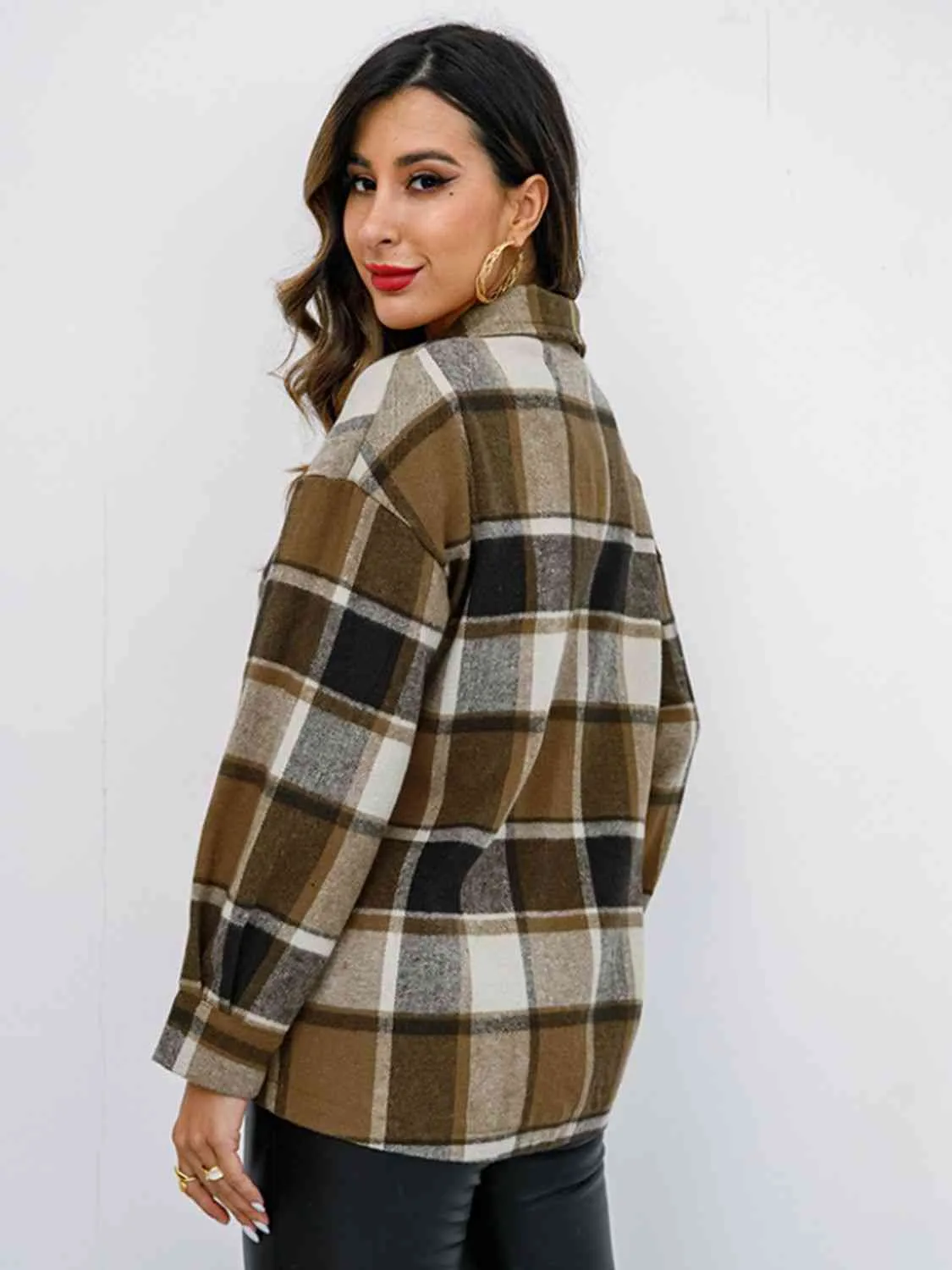 Fall Plaid Button Down Jacket