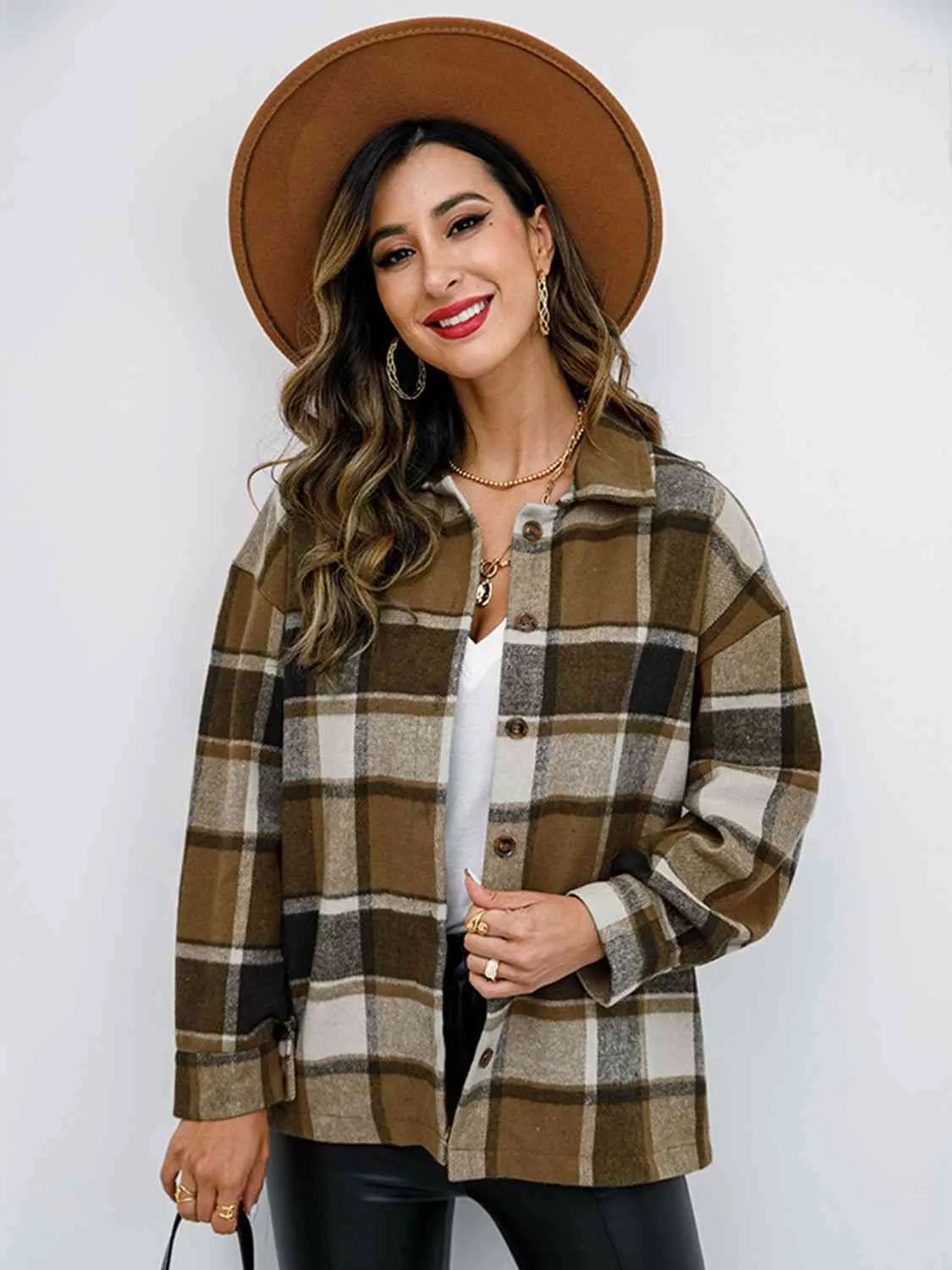 Fall Plaid Button Down Jacket