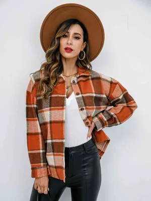 Fall Plaid Button Down Jacket