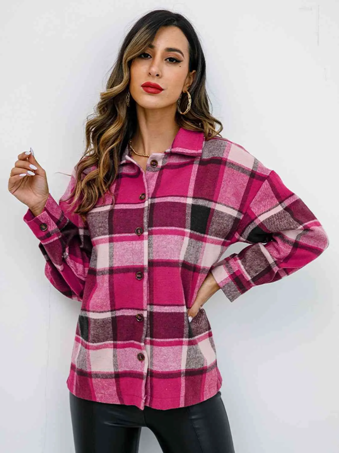 Fall Plaid Button Down Jacket