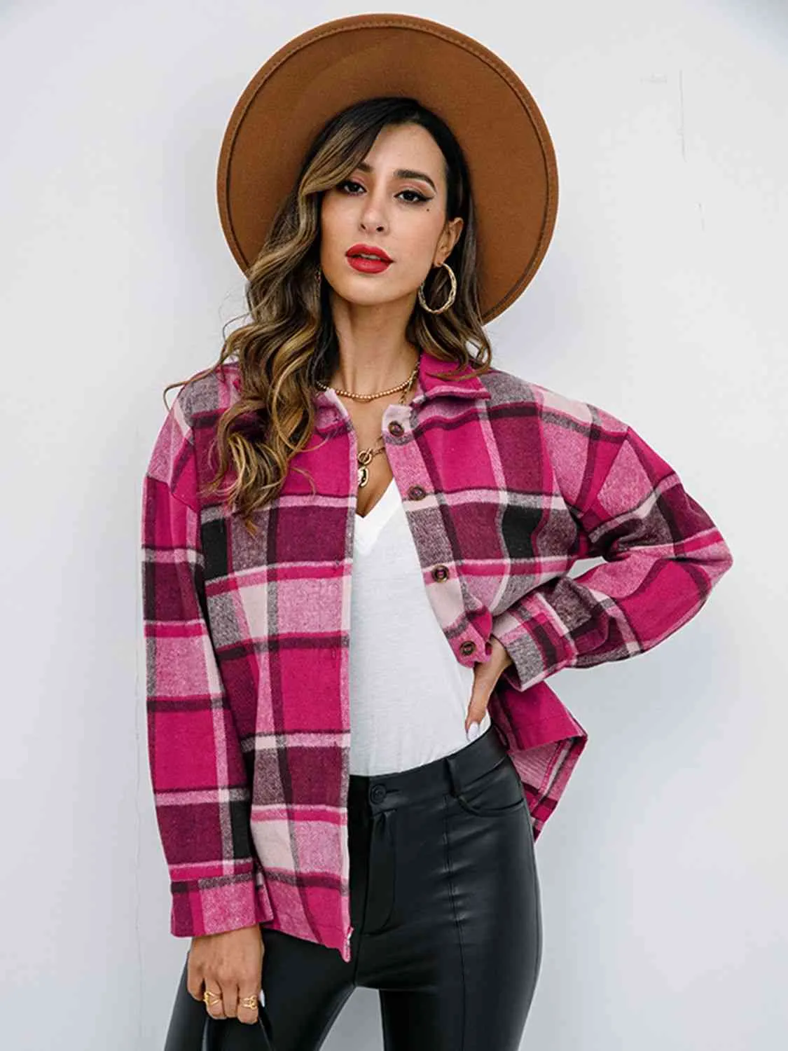 Fall Plaid Button Down Jacket