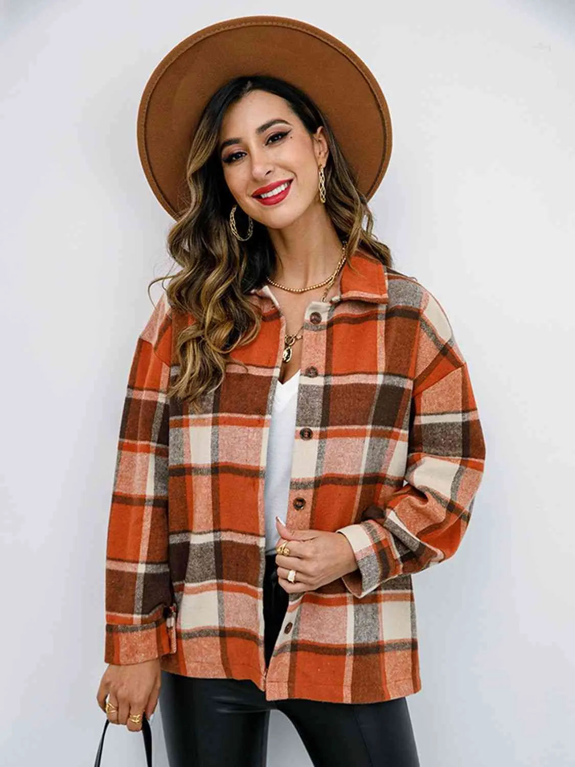 Fall Plaid Button Down Jacket