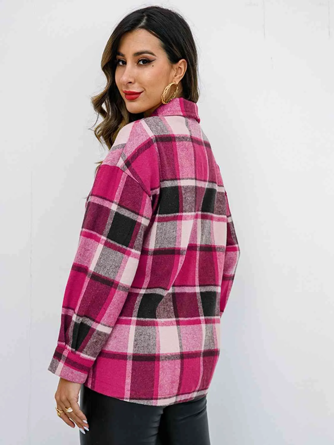 Fall Plaid Button Down Jacket