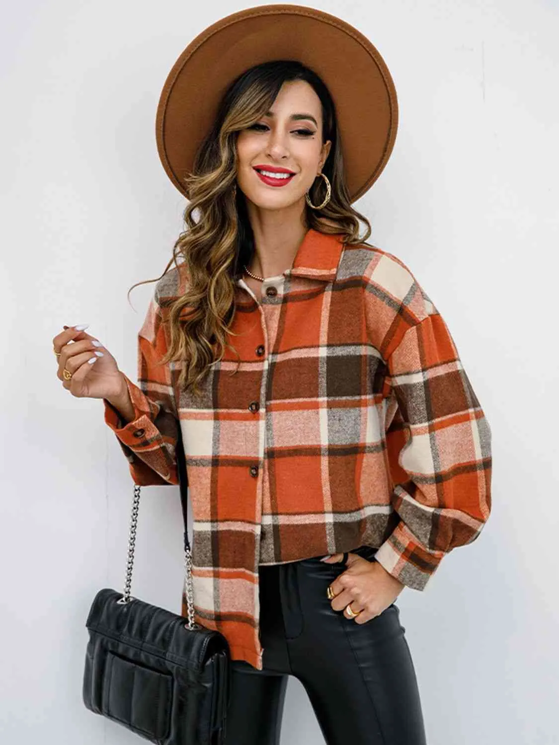 Fall Plaid Button Down Jacket