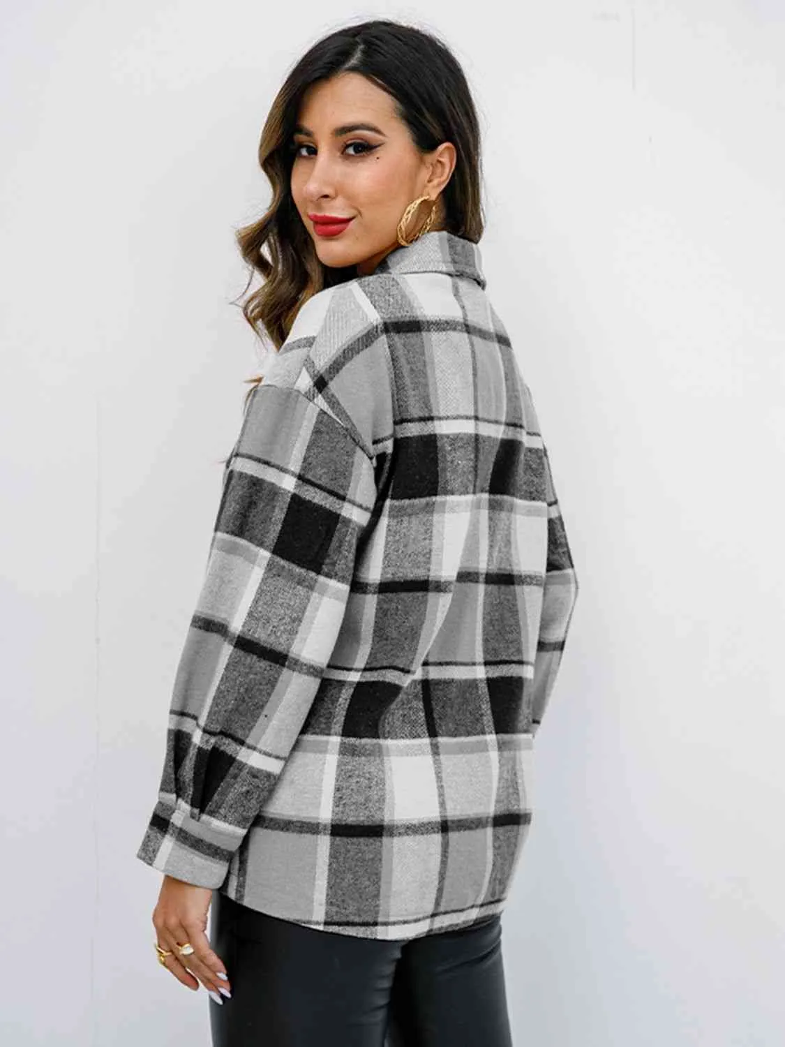 Fall Plaid Button Down Jacket