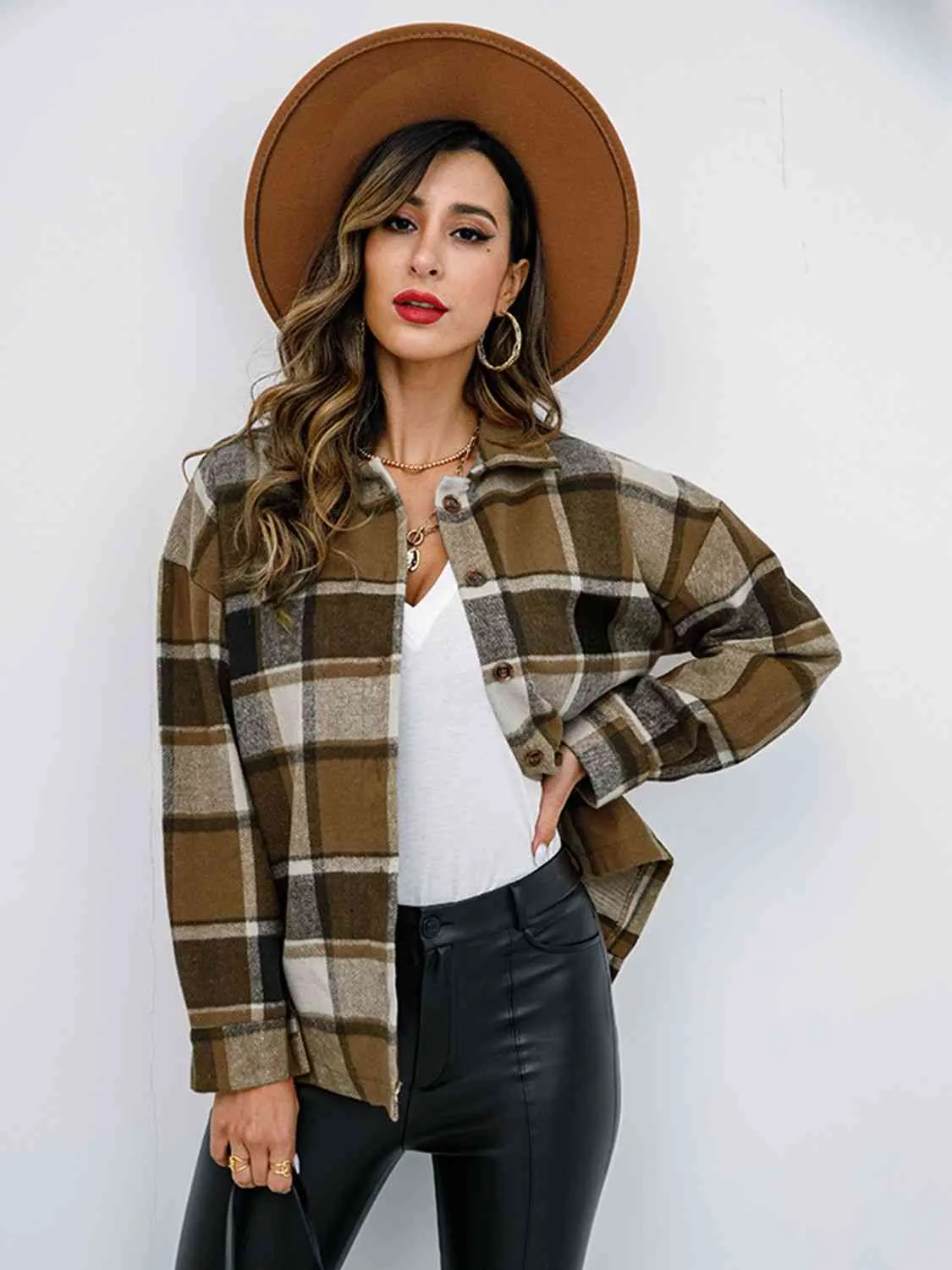 Fall Plaid Button Down Jacket