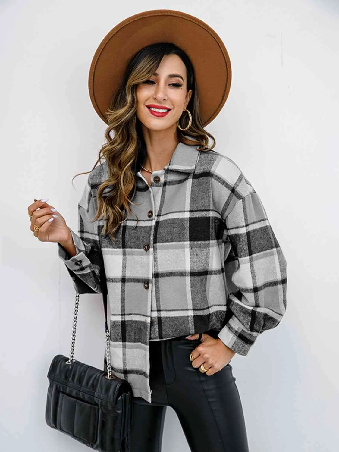 Fall Plaid Button Down Jacket