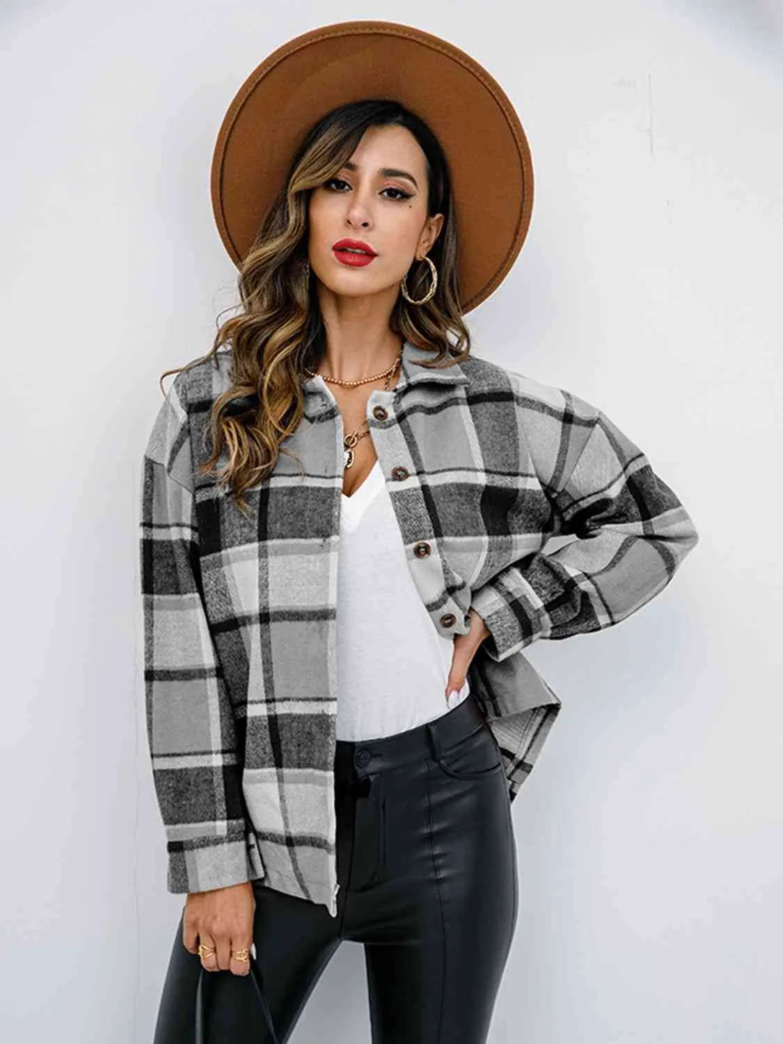 Fall Plaid Button Down Jacket