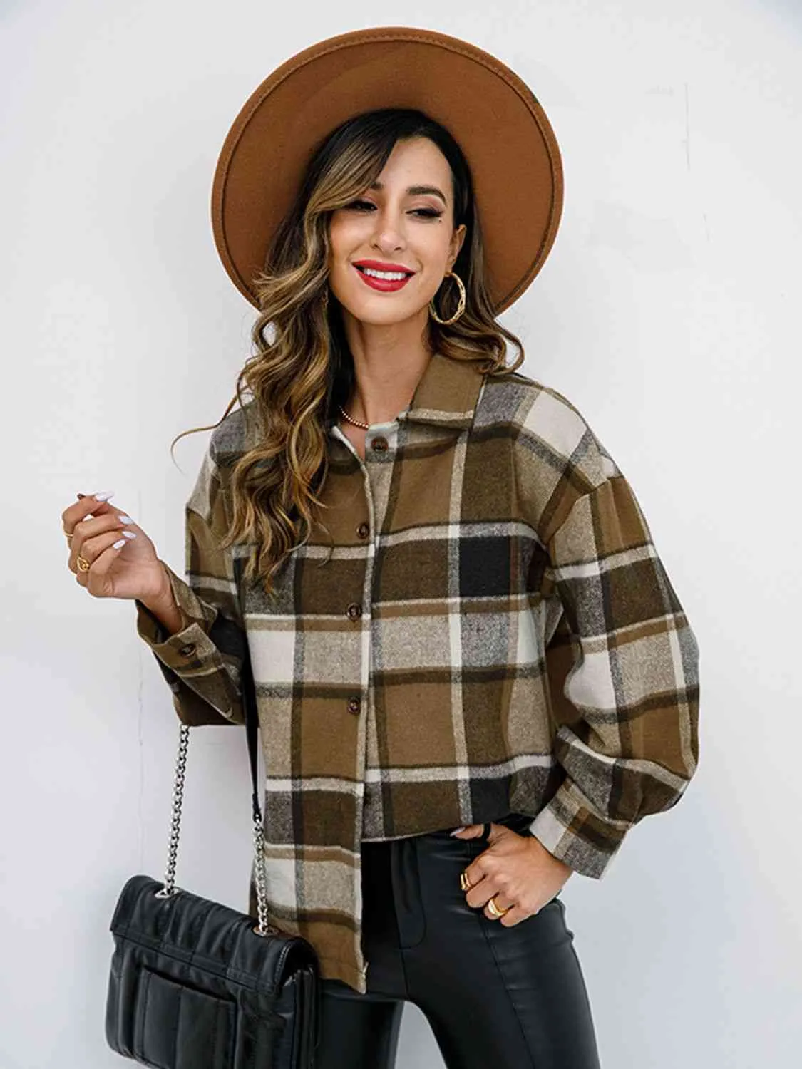 Fall Plaid Button Down Jacket