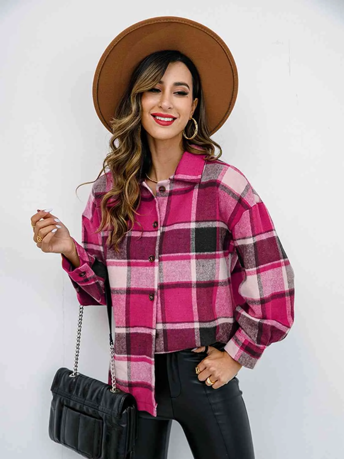 Fall Plaid Button Down Jacket