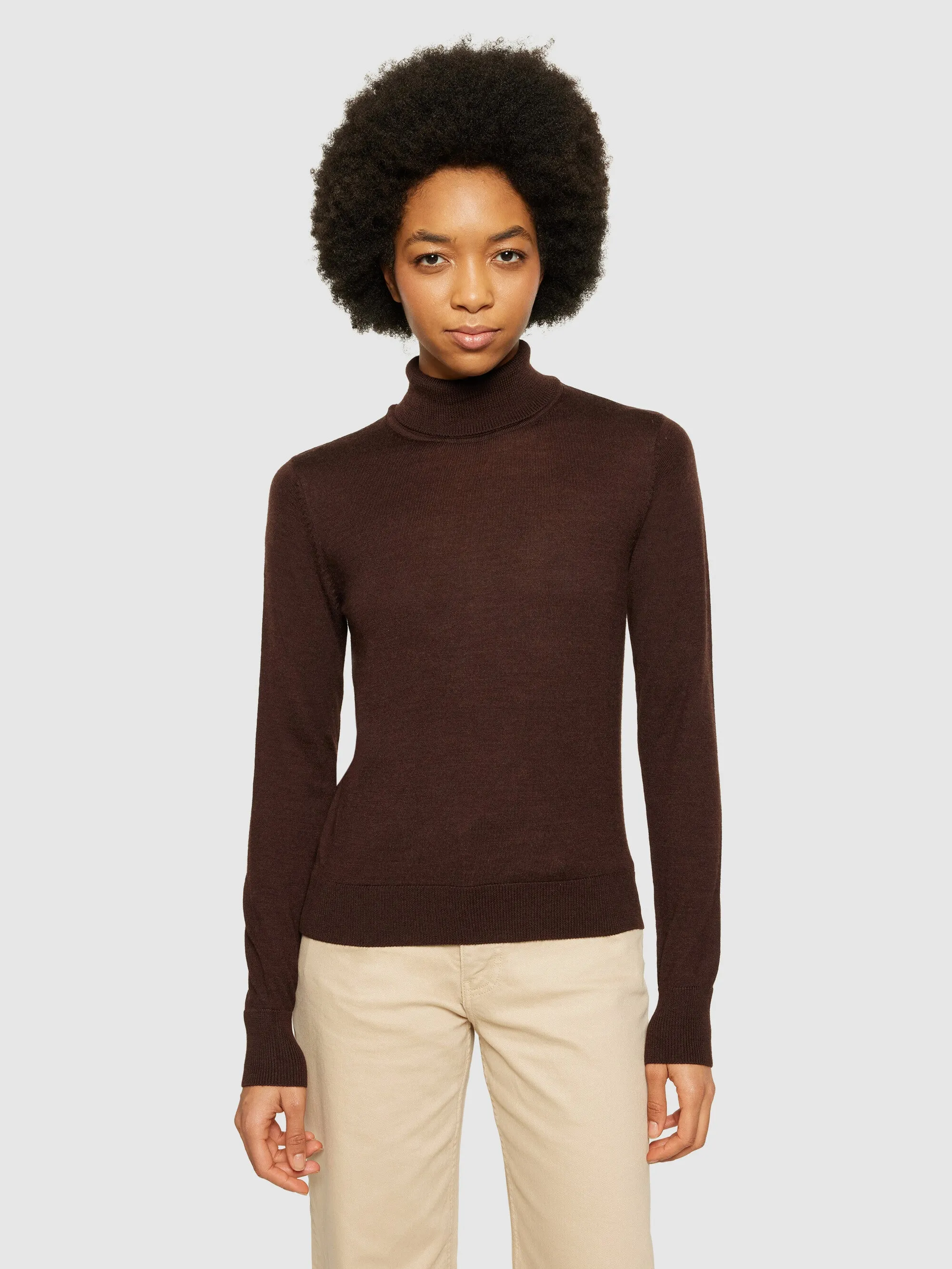 Fine merino roll neck - RWS - Demitasse (brown)