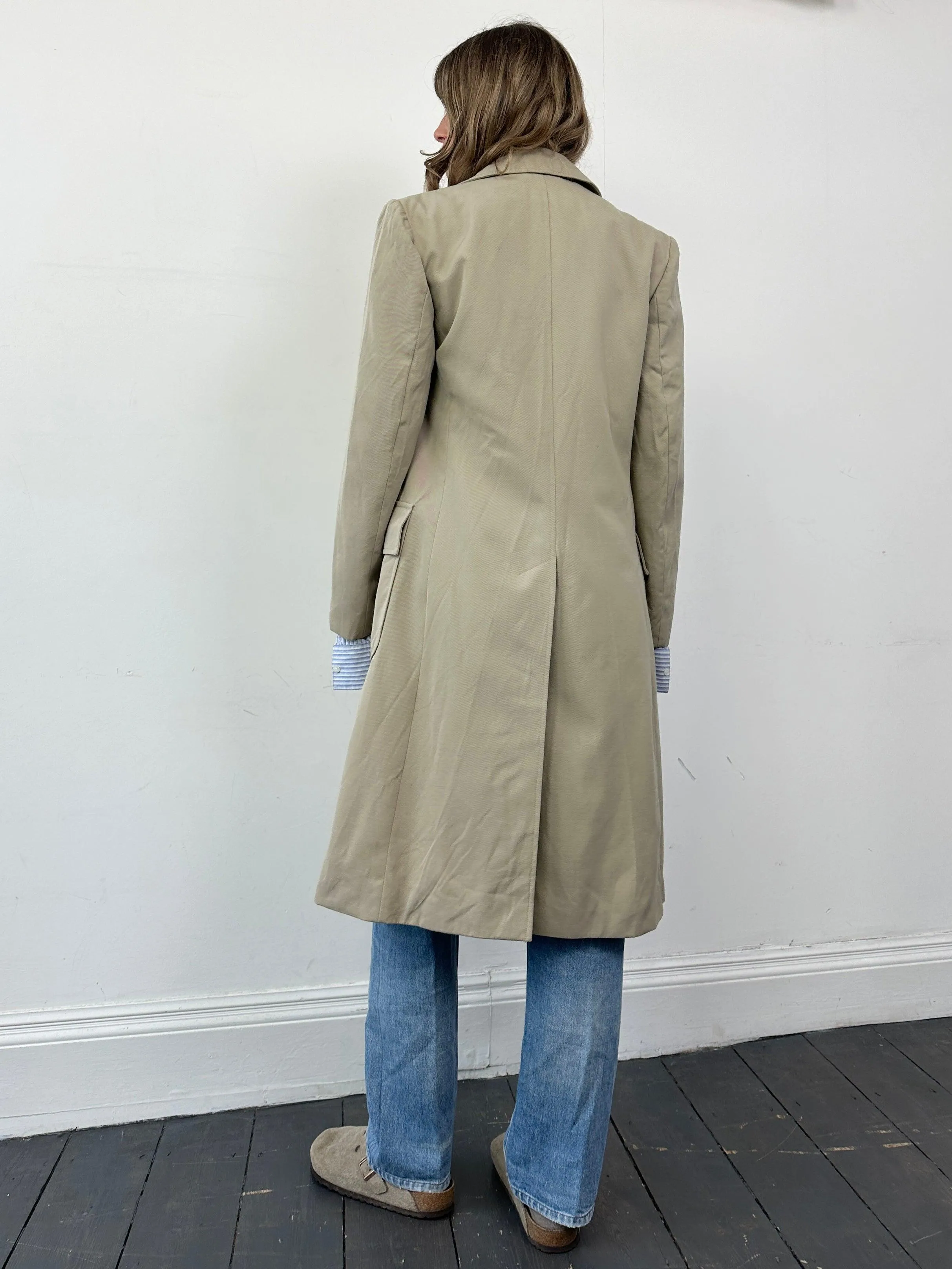 Italian Vintage Pure Wool Double Breasted Trench Coat - S/M