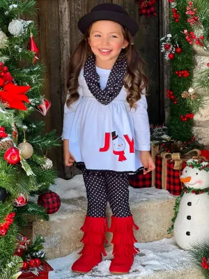 Joyful Days Tunic, Black Leggings, and Scarf Christmas Set