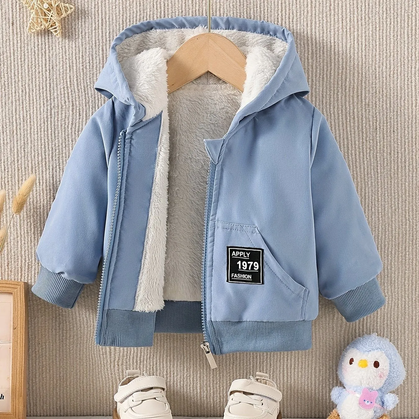 Kido Kids Fleece Lined Warm Hooded Zipper Coat, Toddler Baby's Casual Hoodie Jacket