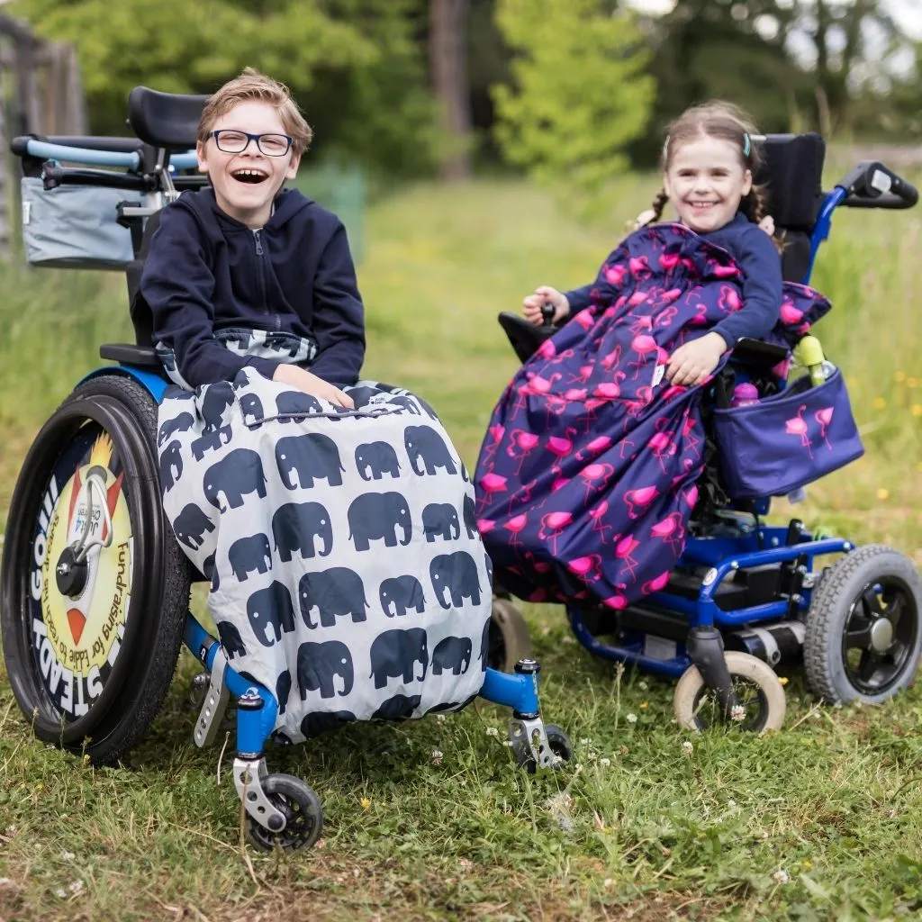 Kids Fleece-Lined Wheelchair Cosy - GREY ELEPHANT