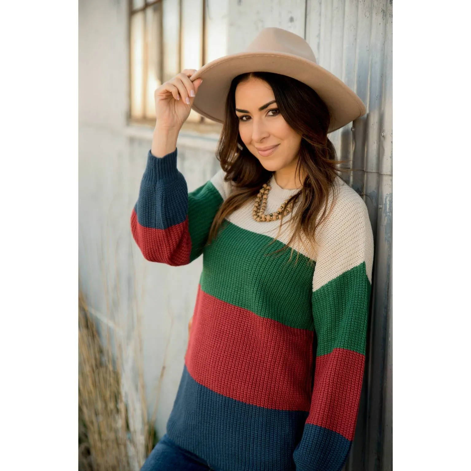 Knit Color Blocked Sweater