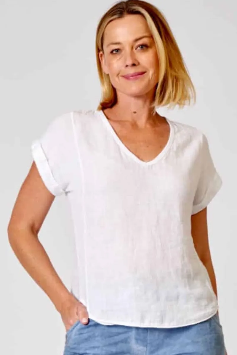 La Strada Italian Linen V Neck Shirt