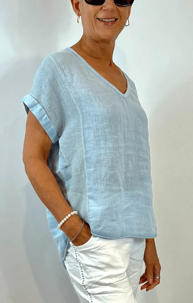 La Strada Italian Linen V Neck Shirt