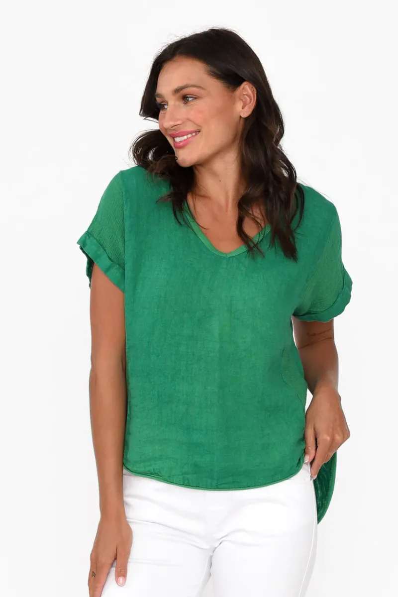 La Strada Italian Linen V Neck Shirt