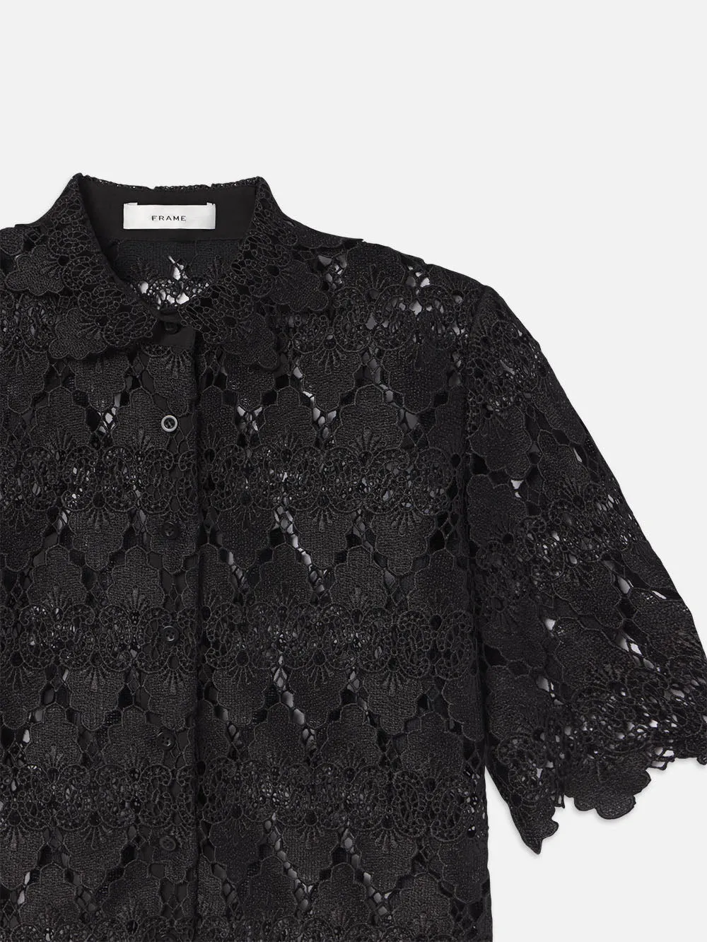 Lace Button Up Shirt -- Black