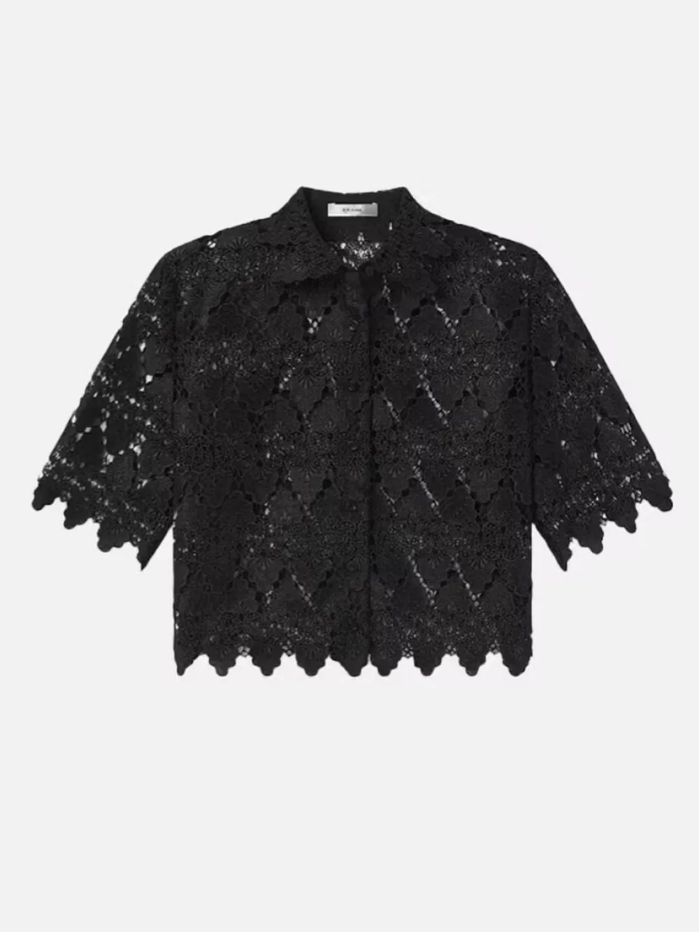 Lace Button Up Shirt -- Black