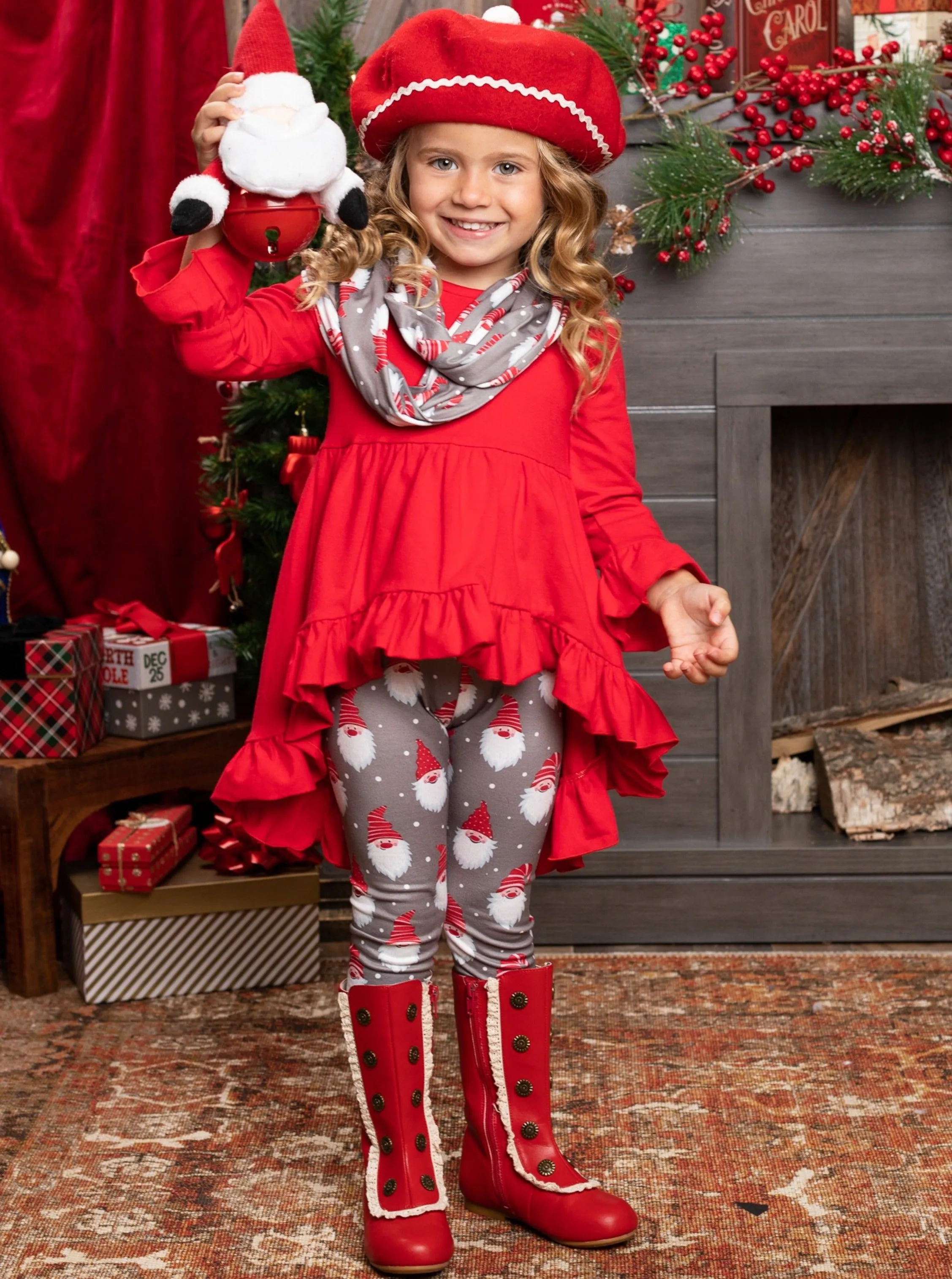 Let's Take an Elfie Hi-Lo Tunic, Scarf, And Legging Set