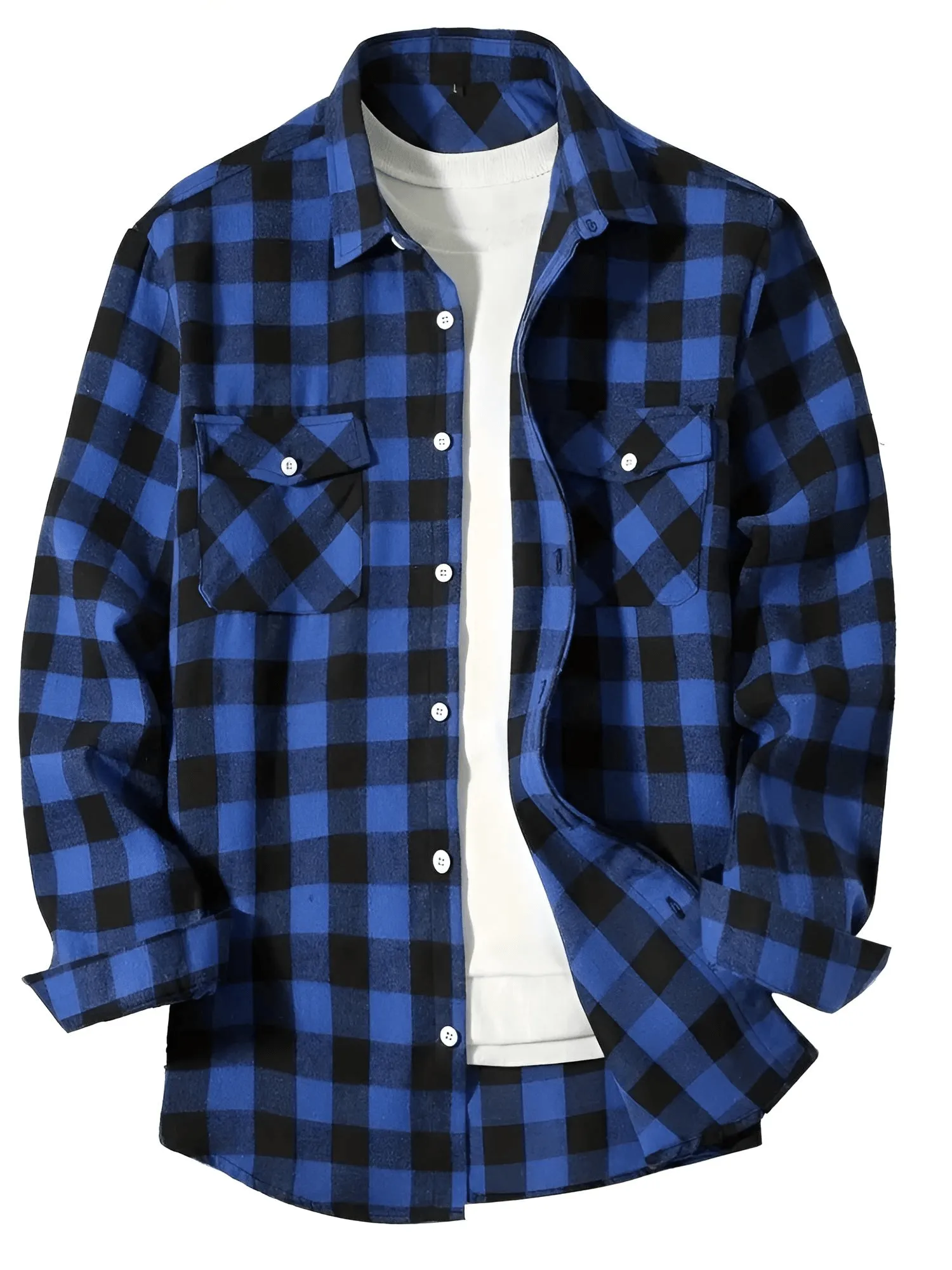 Men's Long Sleeve Plaid Checkered Shirt