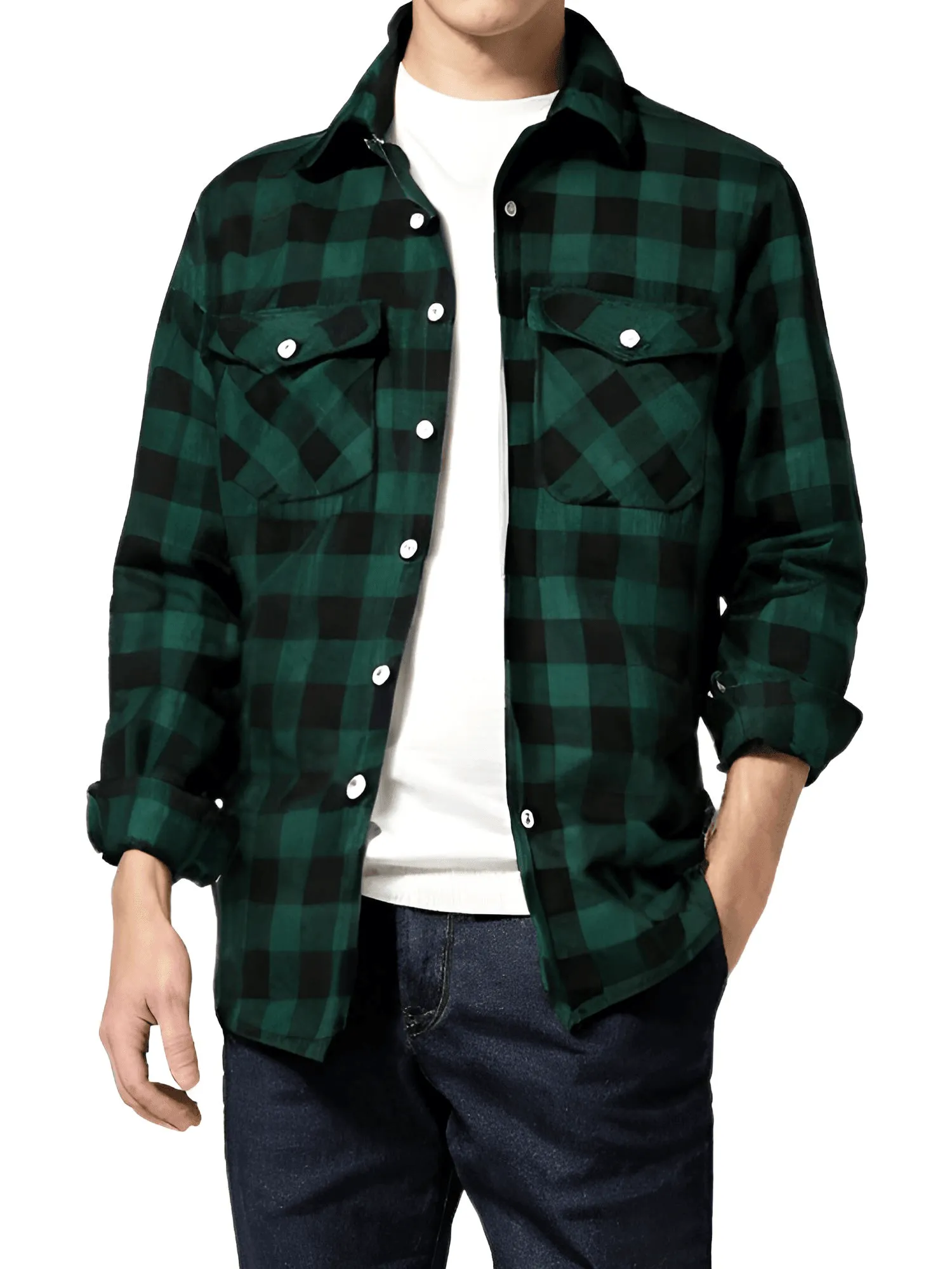 Men's Long Sleeve Plaid Checkered Shirt