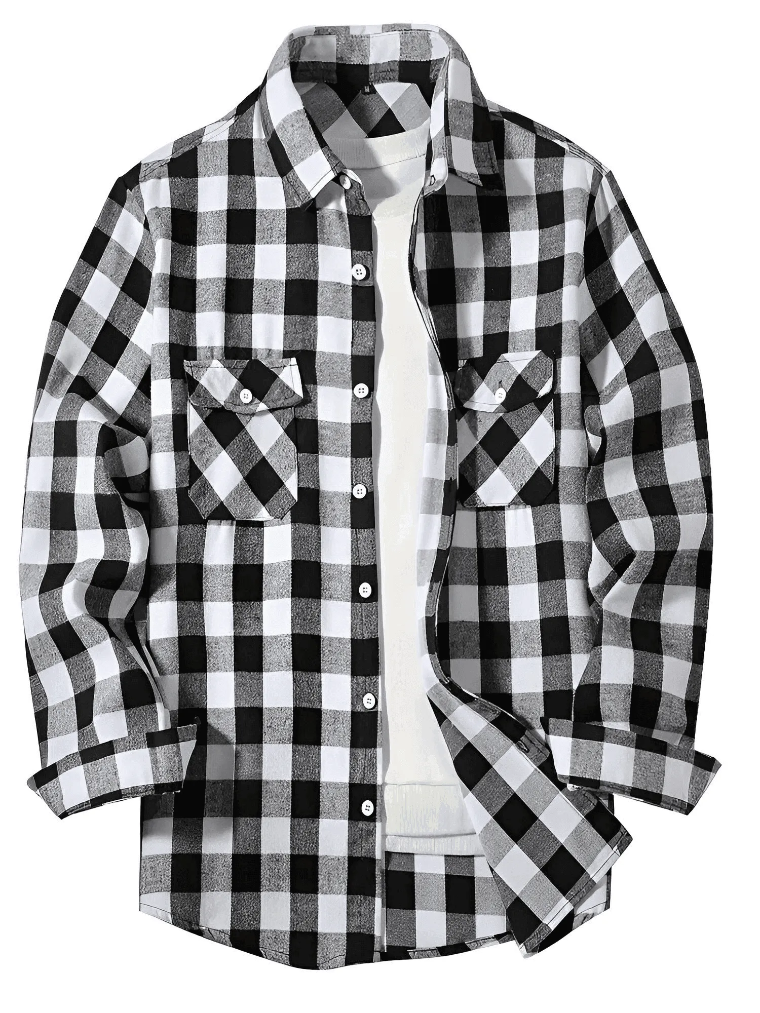 Men's Long Sleeve Plaid Checkered Shirt